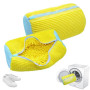 Lot de 2 Sac Lavage Chaussures Machine à Laver Réutilisable, Jaune | Portable 360° Sac de Lavage pour Chaussures avec Fermeture