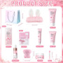 Sakura Ensemble de Soins de la Peau 18 Pièces,Kit Soins La Peau Hydratants | Avec nettoyant,Crème,Sérum,Sérum pour les yeux,Masq
