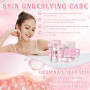 Sakura Ensemble de Soins de la Peau 18 Pièces,Kit Soins La Peau Hydratants | Avec nettoyant,Crème,Sérum,Sérum pour les yeux,Masq