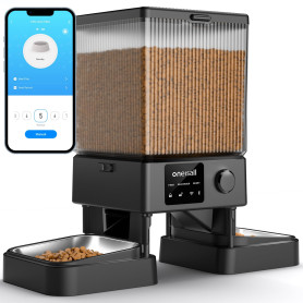 oneisall 5L Distributeur Croquettes Chat Automatique WiFi, 2 Bols INOX | 5G/2.4G WiFi Distributeur Automatique de Nourriture pou