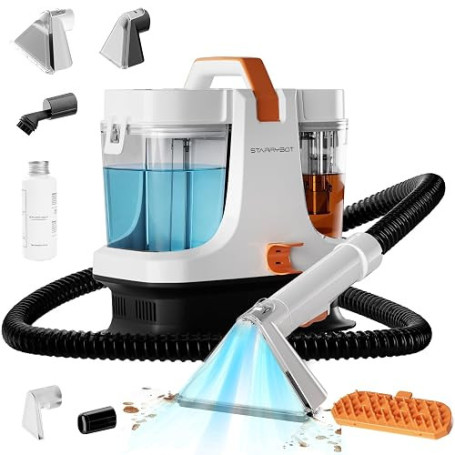 STARRYBOT Shampouineuse Canapé Tapis Portable 22kPa, Détacheur Tissus Blanc | Pour sièges auto, tissus d’ameublement et taches d