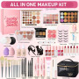 Coffret Maquillage Femme, Kit Maquillage Professionnel Complet, Kit de Cadeau Tout-en-un avec Ombres à Paupières Fond de Teint C