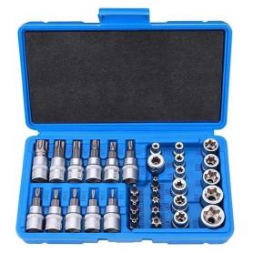 Lot de 34 douilles Torx femelles robustes, jeu de clés à douille avec cliquet, inserts Torx pour clés femelles multifonctionnell