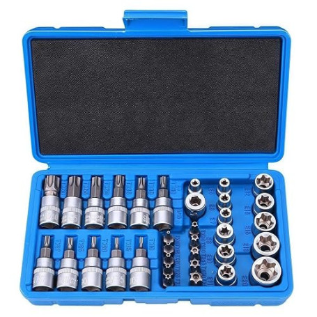 Lot de 34 douilles Torx femelles robustes, jeu de clés à douille avec cliquet, inserts Torx pour clés femelles multifonctionnell