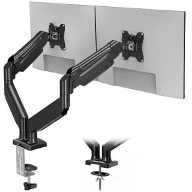 BONTEC Support Ecran PC 2 Ecran Articulé à Ressort à Gaz, 13-32 Pouces | Bras Ecran PC Double Charge 9 kg, Hauteur Réglable, Rot