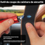 Lot de 3 Brise-Vitres Coupe-Ceintures 2 en 1 pour Voiture avec Supports | Mécanisme à ressort, lame protégée en U et supports ad