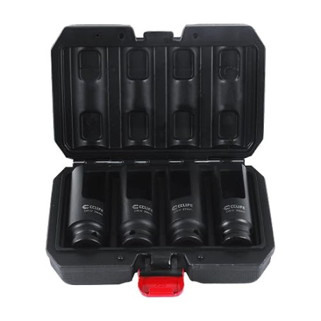 CCLIFE Clé à douilles pour injecteurs diesel, outil 4 pièces | Acier CR-V 25 27 29 30 mm 1/2 pouce réparation moteur voiture ate