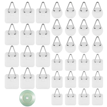 36 Pcs Accroche Tableau Adhesif, avec Triangle en Métal, 3 Tailles, Blanc | Accroche Tableau Sans Percer, Accroche Tableau Adhes