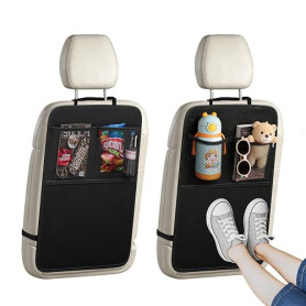 TotCocoon Lot de 2 protège-sièges arrière de voiture, tapis de protection imperméables noirs avec poches de rangement personnali