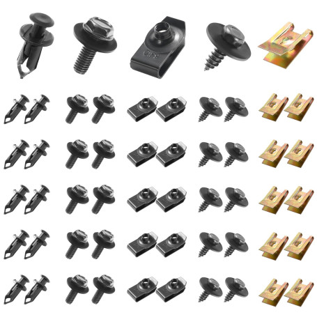 Uolor 100PCS Vis et Boulons de Voiture, Vis de Soubassement, Vis d'Aile de Carrosserie, Clips en Plastique Rivet Fixations - Kit
