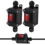 2 Pièces Interrupteur Étanche à Cordon IP65 avec Voyant Rouge, 220V 30A, Interrupteurs Marche Arrêt à Basculer DPST pour Applica