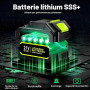 Souffleur de Feuilles sans Fil, 900 000 TR/Min, 2 Batteries, Chargeur et 2 Buses Incluses, pour Jardin, Terrasse, Voiture, Neige