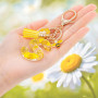 MWOOT Letter Keychains Initiale Lettre Porte Clef Lettre,Alphabet Initial Keyring avec Pampille Pendentif,Jaune Pétales Feuille 
