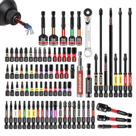 GEINXURN 82 Pièces Jeu d'Embouts de Tournevis PH/PZ/Torx/Hex,25mm,50mm,75mm,150mm, Queue Hexagonale 1/4",Acier Allié S2, Avec Po