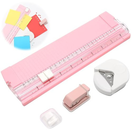 MAIXINNEW Lot de 3 Coupe Papier A4 pour Travaux Manuels | Massicot Papiers avec Lame de Rechange, Couper Coins Arrondis et Perfo