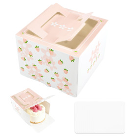 momgyaamz Boite Gateau avec Fenêtre, Boite a Gateau Carton Mini, Boite TransportGateau 13.5 * 13.5 * 10.2 cm, 10 Pièces, BoiteLa