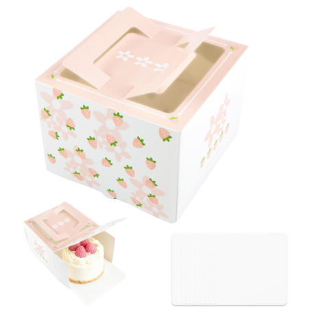 momgyaamz Boite Gateau avec Fenêtre, Boite a Gateau Carton Mini, Boite TransportGateau 13.5 * 13.5 * 10.2 cm, 10 Pièces, BoiteLa