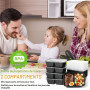 Jogoico 25 Pièces Meal Prep Containers 750ml Plastique 2 Compartiment Boite | Réutilisables Boite Alimentaire avec Couvercles Bo