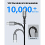 Câble USB C vers USB C 15cm 3 pièces, 65W Cable USB C Charge Rapide Court | Nylon Tressé,pour iPhone 17 16 15 Série,Galaxy S25 S