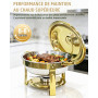 SXNIWBAI Chauffe Plat Buffet Rond 2 Pièces 6L, Buffet Chauffant Rond | Buffet Chauffant Chauffe-plat en Acier Inoxydable, Pour R