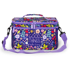 LEGAMI - Sac Isotherme Porte-Repas, Thème Flowers, Sac Repas Isolé, Grande Capacité 7,7 Litres, Bandoulière Réglable, 28 x 17 x 