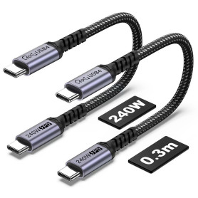 SUMPK 40Gbps câble USB 4.0 30cm 2paquets, câble USB C à USB C 240W | transfert de données haute vitesse 40gbps et sortie vidéo s
