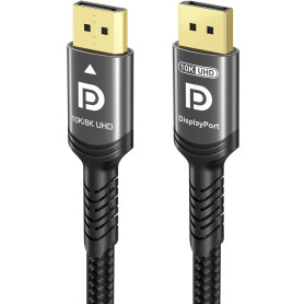 Ubluker 10K 8K 4K Câble DisplayPort 2.1 54Gbps 4M, Certifié Câble DP vers DP 4K 240Hz 165Hz 144Hz 120Hz 10K 8K 60Hz Nylon Tressé