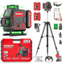 Niveau Laser 360 Autonivelant, 16 Lignes Laser Chantier avec Trepied, APP | Lazer Niveaux avec 2x 4800mAh Batterie Rechargeable