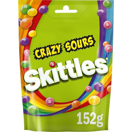 SKITTLES Crazy Sours Bonbons au goût Fruits acidulés Sachet 152g | Bonbons acidulés aux fruits qui réveillent vos papilles, le p