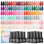 COSCELIA 40Pcs Vernis Semi Permanent,35 Couleurs Vernis Gel UV Semi Permanent avec Base Coat Top Coat Mat Brillant Pailleté,Roug