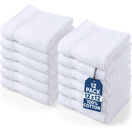 Utopia Towels Serviettes de Toilette, 30 x 30 CM, Paquet de 12, Blanc | De qualité supérieure, 100 % coton, gants de toilette/se