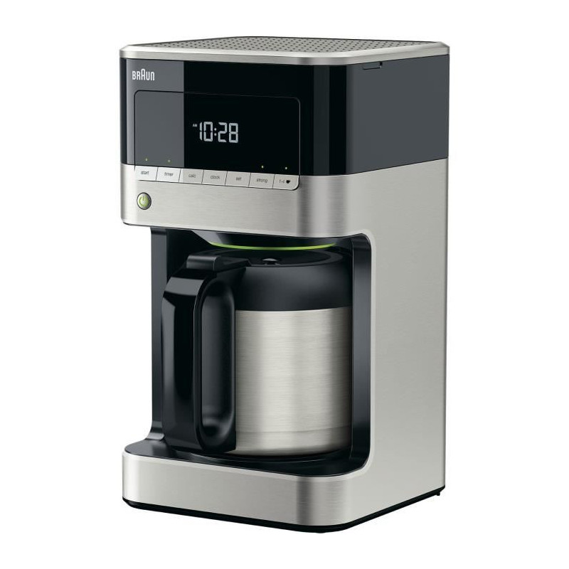 Cafetiere filtre Braun KF7125BK - Corps noir et métal - 12 tasses - Programmable - Verseuse isotherme