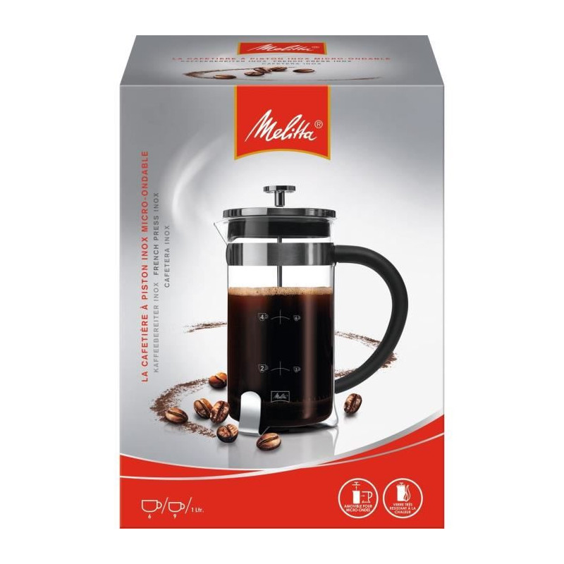 Image secondaire de Melitta Cafetiere a piston Premium en verre et inox 8 tasses