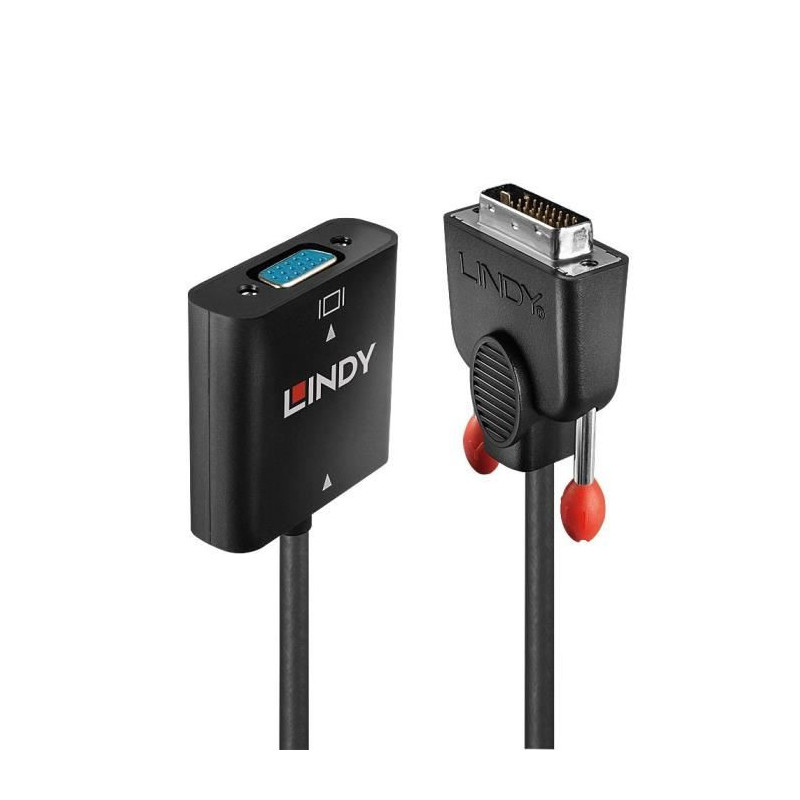 Lindy 38189 câble vidéo et adaptateur 0,1 m DVI-D VGA (D-Sub) Noir