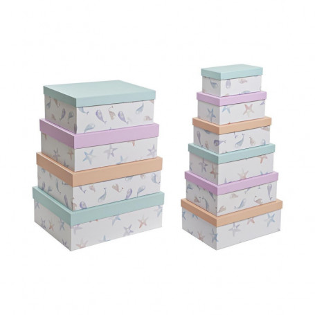 Jeu de Caisses de Rangement Empilables DKD Home Decor Marin Carton (43,5 x 33,5 91,99 €