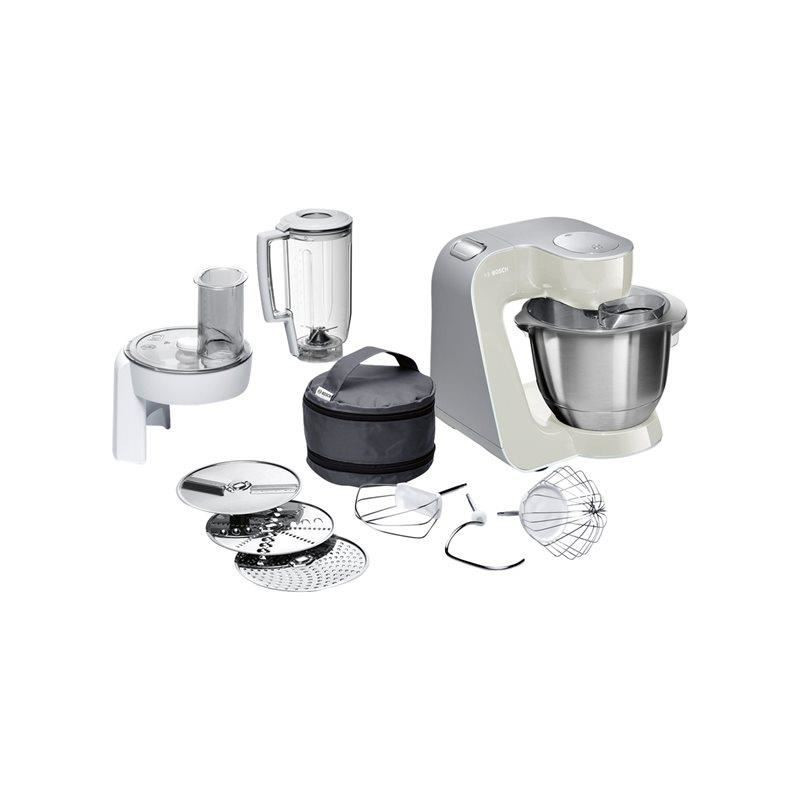 Robot pâtissier Bosch Kitchen Machine MUM - Gris - 1000W - Mouvement planétaire 3D - Accessoires inclus