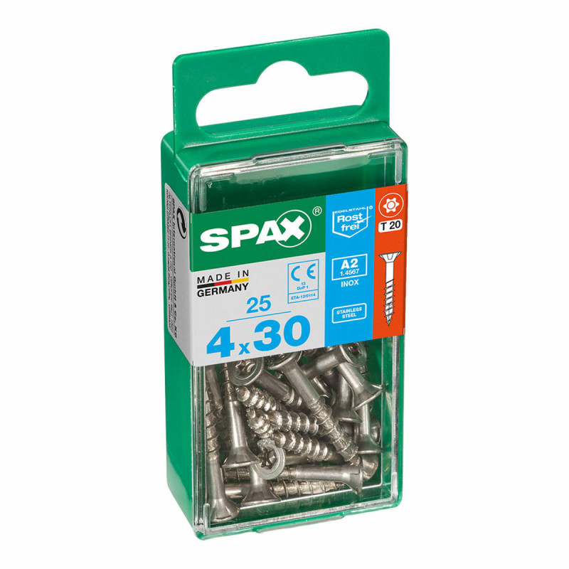 Boîte à vis SPAX 4197000400301 Vis à bois Tête plate (4 x 30 mm) (4,0 x