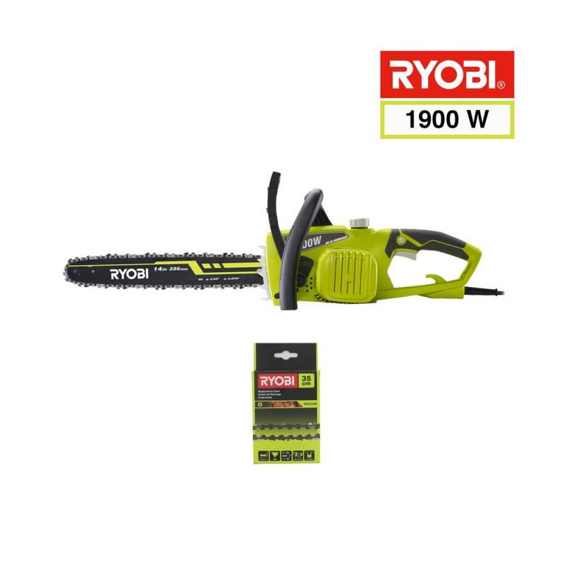 Image secondaire de Tronçonneuse électrique 1900W Ryobi RCS1935B2C - Guide 35 cm + 2 chaines